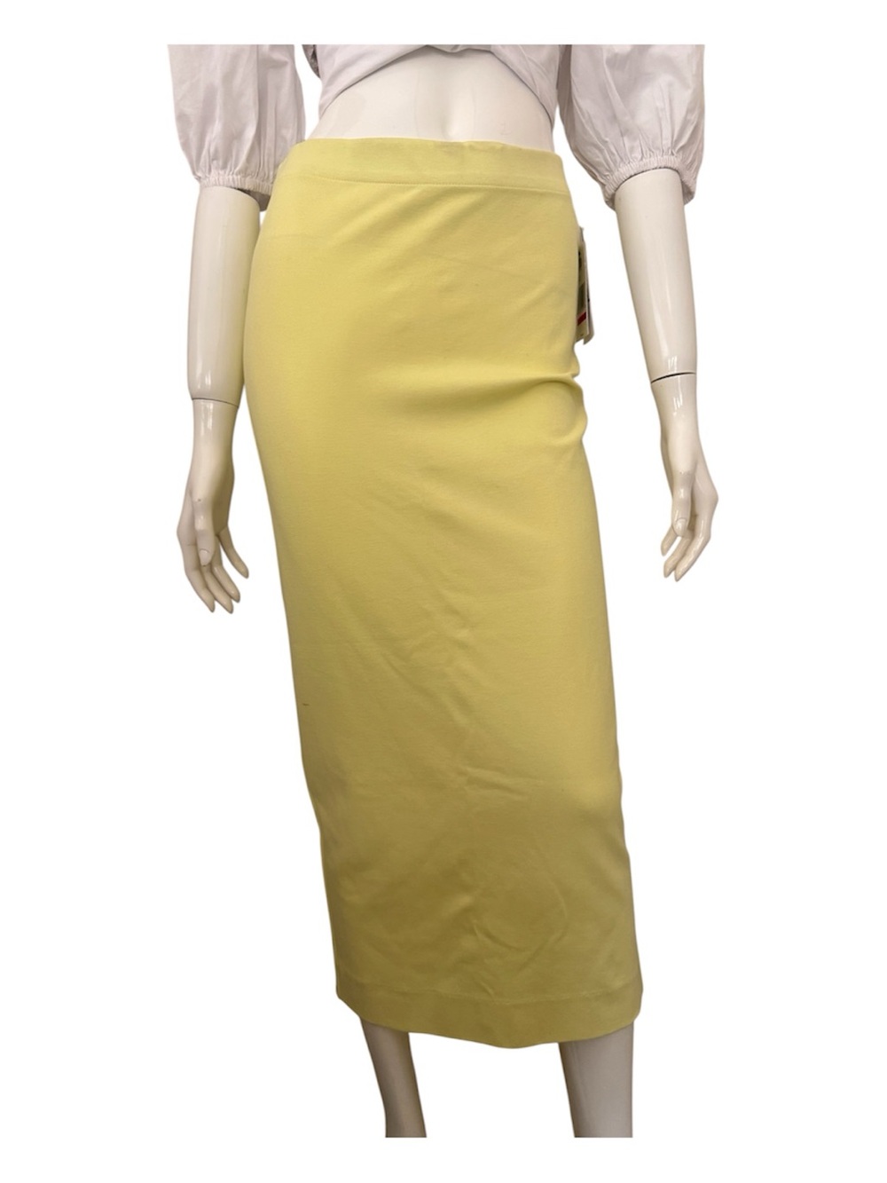 Dee Ocleppo High-Rise Yellow Midi Pencil Skirt